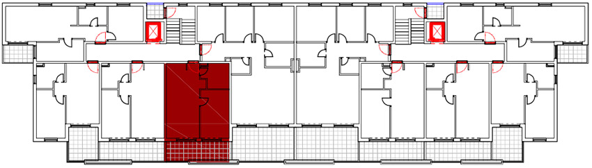 3. kat - Ulaz B - Stan B14 Jednosobni Prikaz na etazi