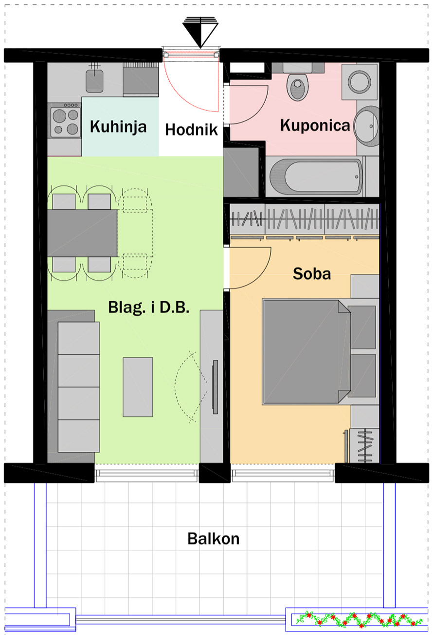 3. kat - Ulaz C - Stan C31 Jednosobni Tlocrt