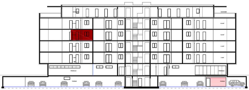 3. kat - Ulaz C - Stan C33 Jednosobni Prikaz na objektu