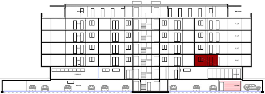1. kat - Ulaz C - Stan C4 Jednosobni Prikaz na objektu